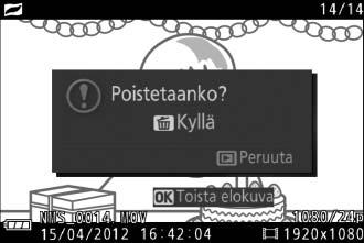 Liikkuvien kuvien katseleminen Paina K ja käytä monivalitsinta näyttääksesi Liikkuvan kuvan (0 30; Liikkuvat kuvat on merkitty z-kuvakkeella).