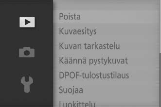 Valikoiden käyttäminen Liiku valikoissa monivalitsimen avulla. Monivalitsin 1 Valitse valikko.
