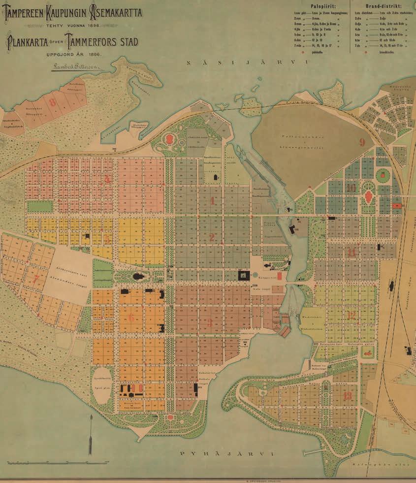 1896 Asemakartta Lambert Petterson laati vuonna 1896 päivitetyn asemakartan, jossa Kyttälän alue esitetään samanlaisena kuin aiemmissa suunnitelmissa.