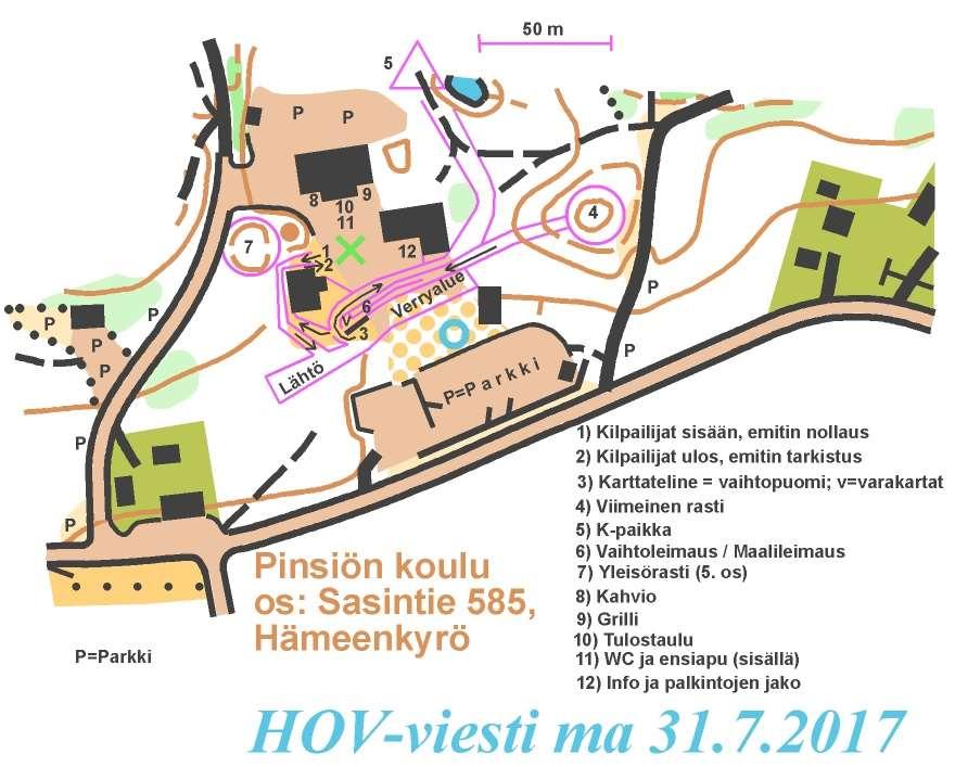 Kilpailukeskuksen toiminnot (layout-kartta) Pysäköinti: tapahtuu kilpailukeskuksen vieressä hiekkakentälle, tienvarsille sekä tarvittaessa myös läheisen maatalon pihapiiriin pysäköinninohjaajien