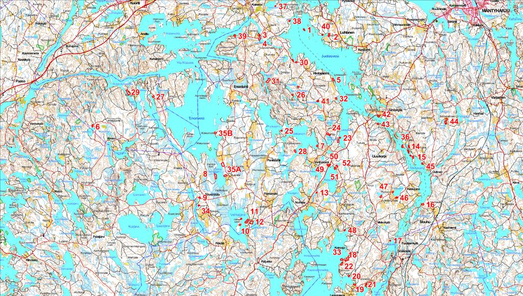 2 MÄNTYHARJUN KUNTA, LÄNSIOSAN RANTAOSAYLEISKAAVAN MUUTOKSET 2017 35. Pärnämäen kylän tila 507-427-4-36 (A/ Vähä Vehkajärvi) ja Enonlahden kylän tila 507-4021-83 (B/ Enonvesi, Koivuniemi) 36.