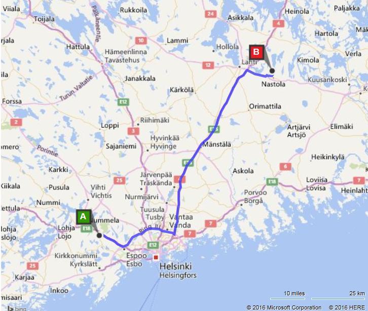 Reittiohje Pajulahteen Lahden moottoritieltä Perjantain kyydit lähtö Veikkolasta 15.