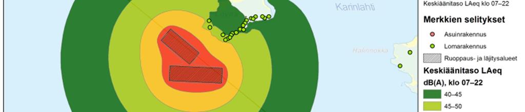 väylän alueelle Hietakarin ja Pikku-Kraaselin saarille. Suorilta ohjearvon ylityksiltä ei ehkä voida välttyä.
