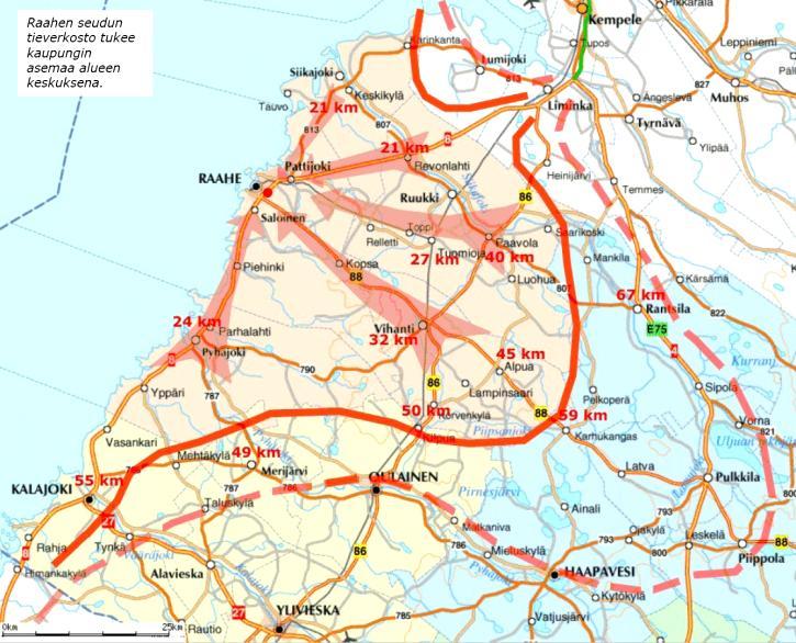 Raahen laatukäytävä yhdistää vanhan kaupungin pehmeät arvot ja Kokkolantien suunnan kaupalliset kovat arvot. Laatukäytävä täydentää kaupungin keskustan palveluja.