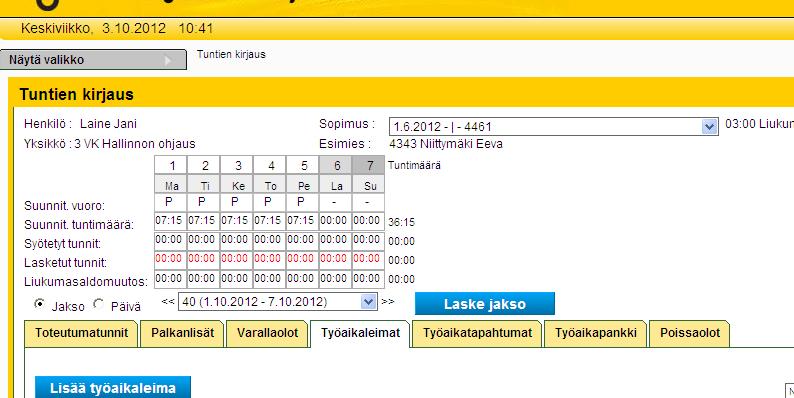 Valtiokonttori Portaali-käsikirja 11 (41) 1.7.1 Työaikaleimat 1.