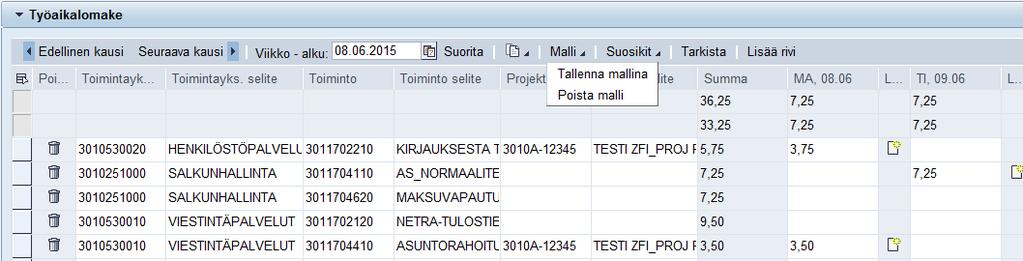 mallin vanhan päälle tai poistat nykyisen mallin. Valitse Tallenna mallina.