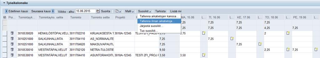 tunteja tai niiden kanssa. Kun haluat tallentaa suosikin kohdennettujen tuntien kanssa Valitse Suosikit.