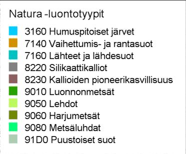 Maa-alueilla yleisimmät luontotyypit ovat