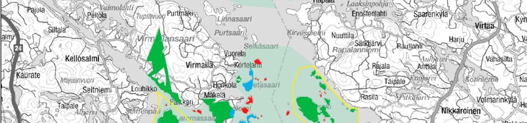 Tähän vyöhykkeeseen kuuluvat mm. Kelvenne, Päijätsalo, Haapasaari, Pulkkilanharju, Hietasaari ja Harhu.