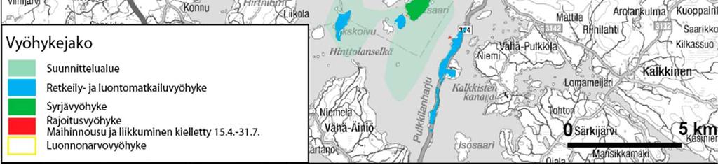 Rajoitusvyöhykkeeseen sisältyvät kansallispuiston pikkusaaret ja luodot sekä Papinsaari, Huuhtsaari, Sammalsaari ja yleisen