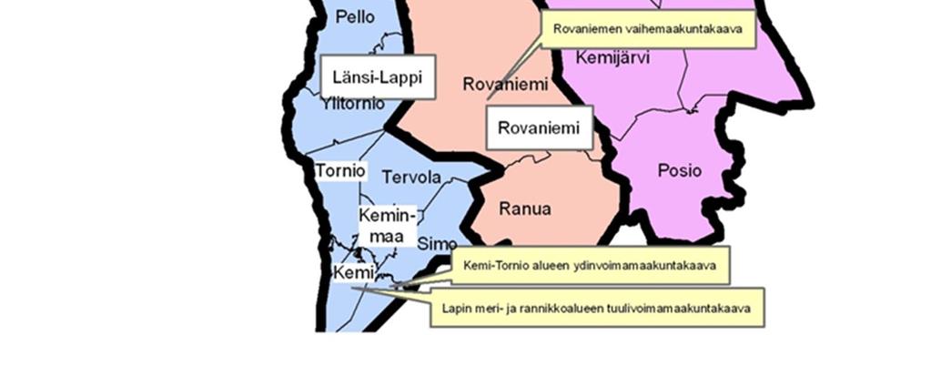 Rovaniemen, Itä-Lapin, Pohjois-Lapin ja Tunturi-Lapin maakuntakaavat, sekä Soklin kaivoshankkeen vaihemaakuntakaava, Rovaniemen vaihemaakuntakaava ja Kemi-Tornio alueen