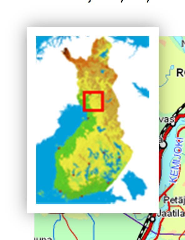 Kaivoksen koillispuolella sijaitseviin suurempiin keskittymiin Rovaniemen Kilvenaapaan on matkaa n.