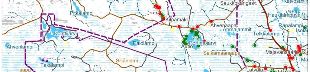 Suunnitellulla kaivosalueen laajennusalueella sijaitsee viisi asuinrakennusta Yli-Portimojärven ympäristössä.