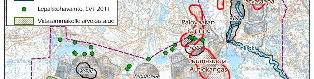 VE1: Suhanko Pohjoinen louhoksen sivukivialueen alle jää linnustollisesti merkittävät suoalueet Heiniaapa ja Latva-aapa.