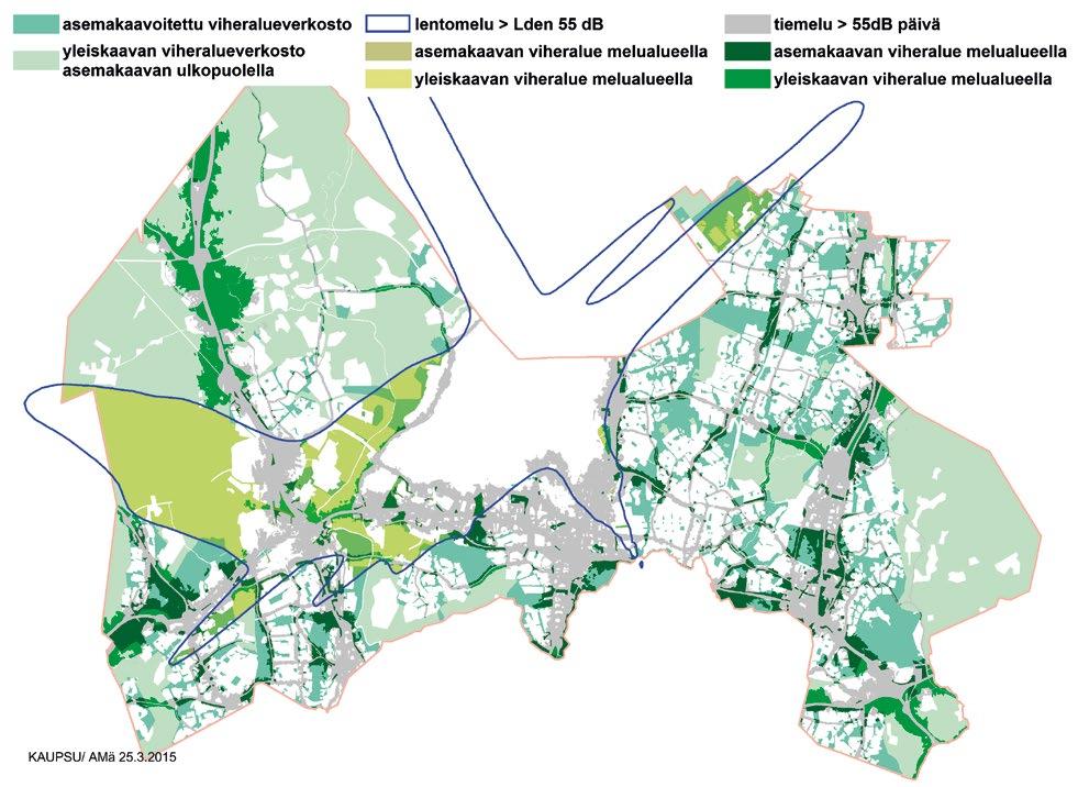 kaupunkimetsinä. Keskeiset virkistysalueet perustetaan ja hoidetaan puistoina (vajaa 15 % asemakaavan viheralueista). Kaupunki on myös rauhoittanut omistamiaan alueita luonnonsuojelualueiksi.