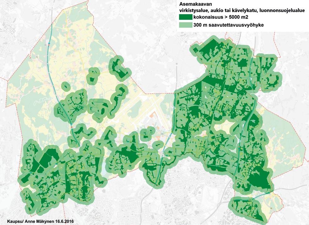 puistojen, taajamametsien tai muiden viheralueiden kautta. (Tyrväinen ym. 2007).