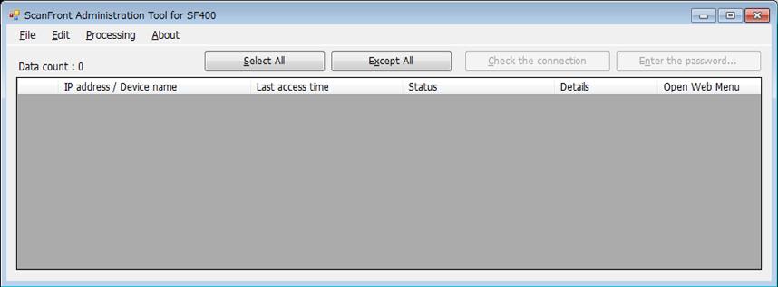 Luku 7 ScanFront Administration Tool for SF400 -ohjelmisto 3.