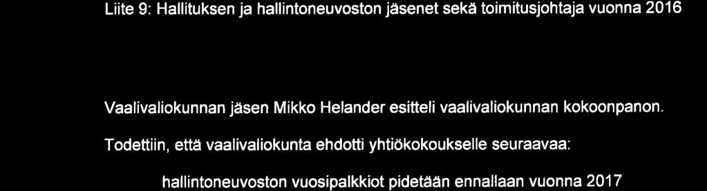 Hllitus ehdtti, että yhtiökkus vr hllituksen käyttöön tilikuden vitst enintään 100 000 eur jettvksi yleishyödyllisiin ti niihin rinnstettviin trkituksiin lhjituksin, sekä vltuutt hllituksen