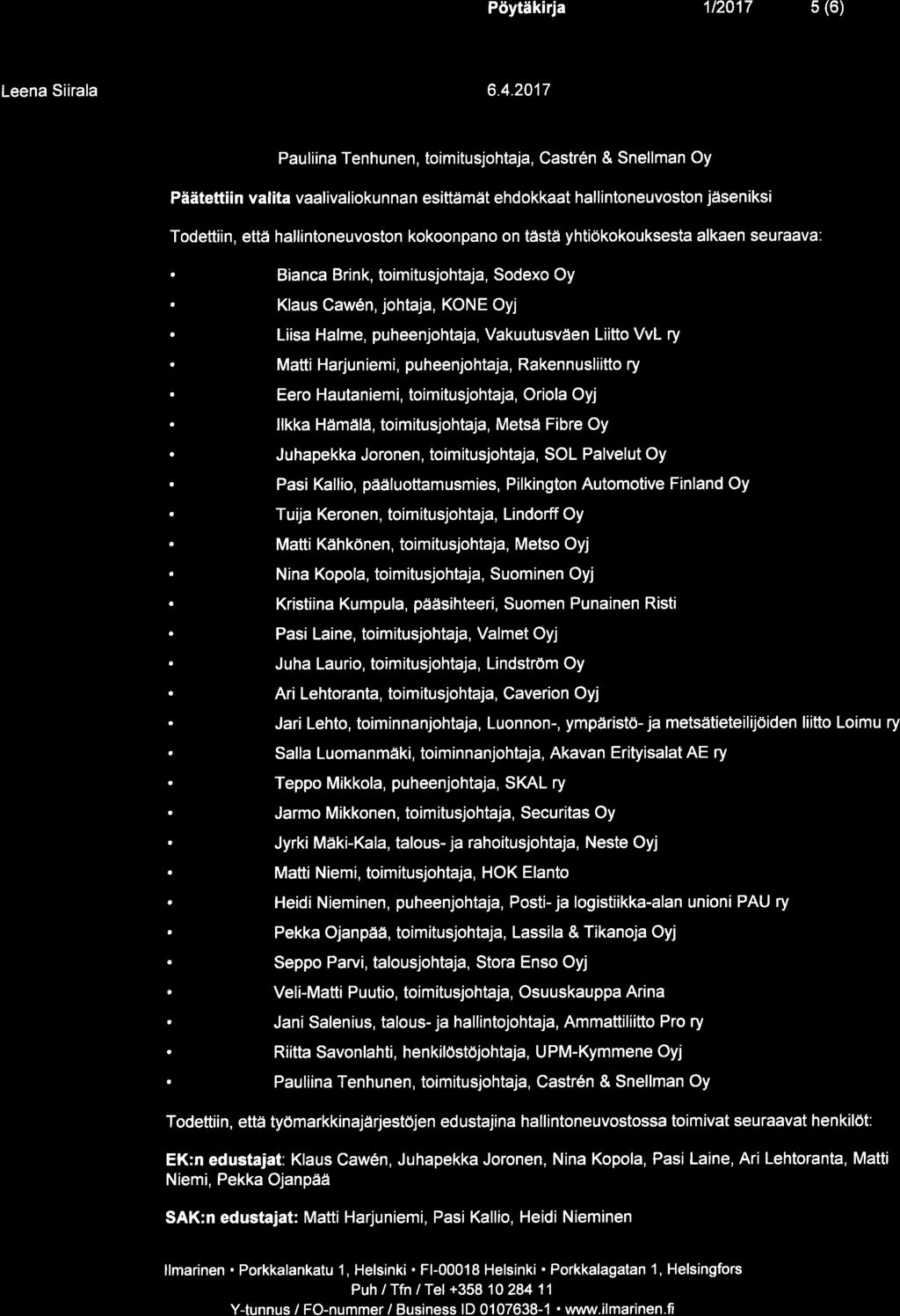 Leen Siirl Pöytäkirj 1t2017 5 (6) 6.4.