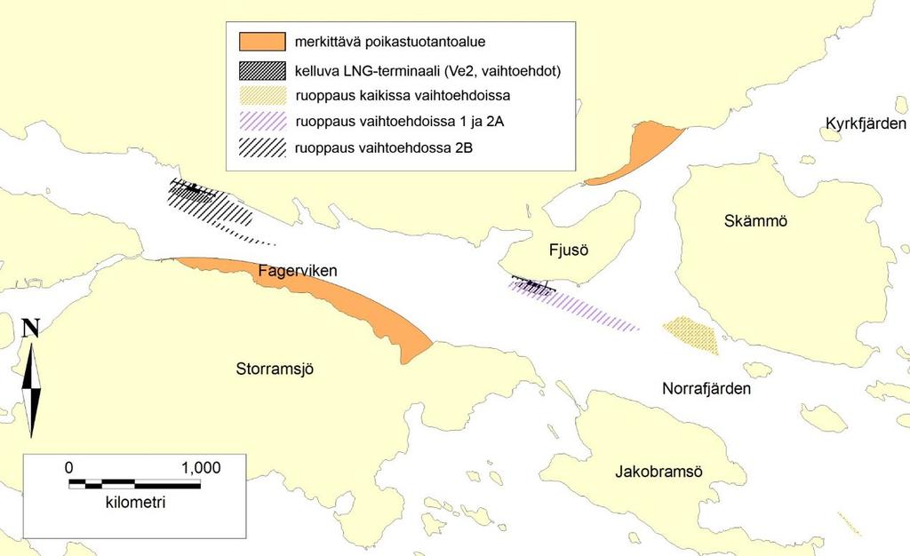 ympäristön nykytila ja HANKKEEN vaikutusten arviointi Kuva 46. Hankealueella sijaitsevia merkittäviä ruovikko-/poikastuotantoalueita. Pohjakartta Liikennevirasto 2011.