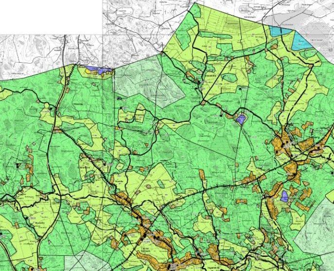 Fjusön niemi sijaitsee harmaalla osoitetun yritystoiminnan alueen kaakkoisosassa.