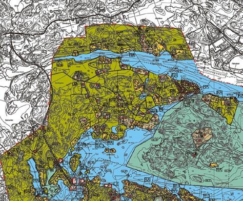 Maa-alueella kaavaluonnoksessa on osoitettu nykyiset ja uudet lomaja pysyvän asutuksen rakennuspaikat muun muassa Skämmössä, Nordbergenin-Korssundin alueella ja Blindsundin ja Finnvikenin alueella.