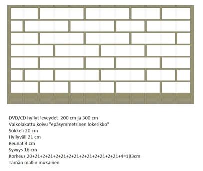 Sokkeli+ alin hylly=20cm Pien-OH TV-kirjahylly Yllin