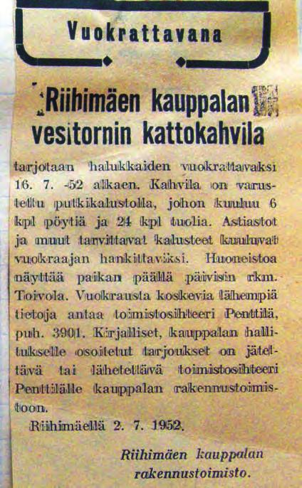Vesilinna, Riihimäen maamerkki Kuva 11.