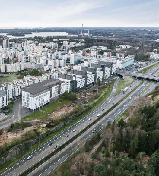 Eventes Business Garden II nousee Matinkylään Länsiväylän varrelle Muutaman sadan metrin etäisyydelle kauppakeskus Iso Omenasta sekä aivan uudesta Metrokeskuksesta rakennetaan huippumoderni