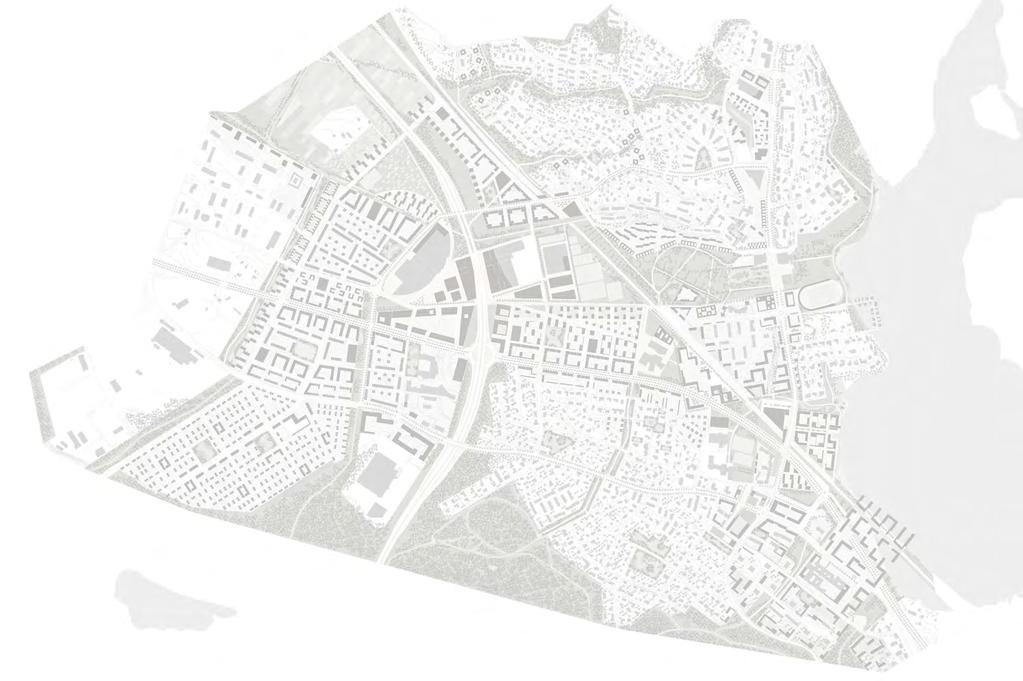 1:15000 RADANVARSIKAUPUNKI (RAMBOLLIN LUONNOS) + Kulkee kummankin kilpailuehdotuksessa esitetyn juna-aseman kautta + Kulkee terveysaseman ja sairaalan editse + Kulkee jäähallin ja muiden