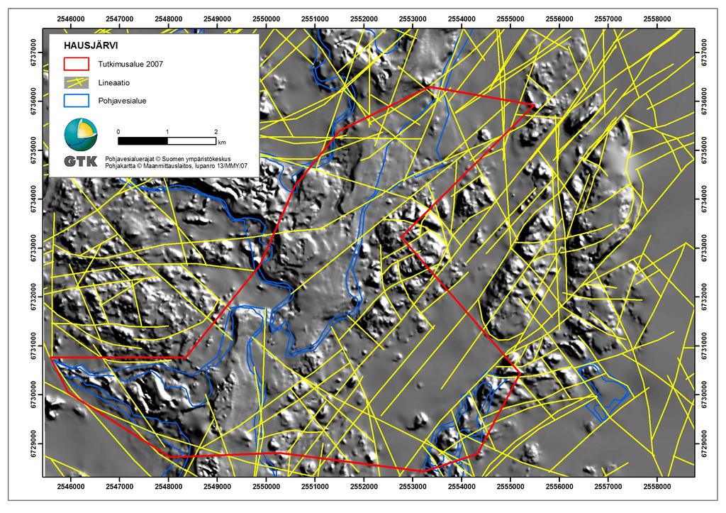 Pohjavesialueiden geologinen rakenneselvitys Kuru, Peuranpää ja Monni 6 Alueen kallioperän heikkousvyöhykkeitä kuvastavien lineaatioiden pääsuunnat ovat lounaskoillinen.