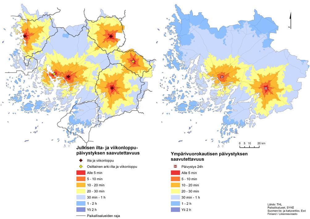ILTA- JA VIIKONLOPPUPÄIVYSTYS Päivystyspalveluiden saavutettavuus vaihtelee vuorokauden ajasta riippuen.