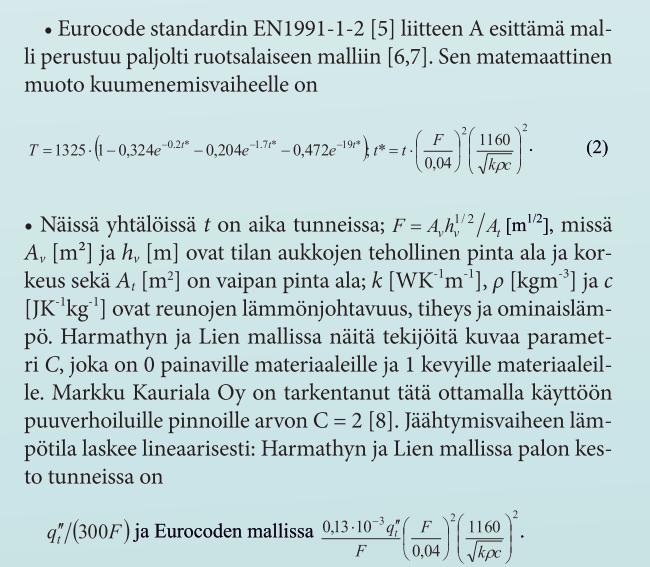 KATSAUS HUONEPALON LÄMPÖTILAN LASKENTAMALLEIHIN EN 1995-1-2. 2004.