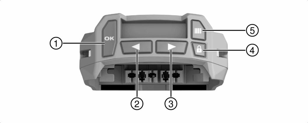 @ Käyttöpainikkeet ; LCD-näyttö = Merkkivalot % Viivakoodiskanneri & Vapautuspainike ( USB-liitäntä ) USB-liitännän kansi (kuvassa avattuna) 3.