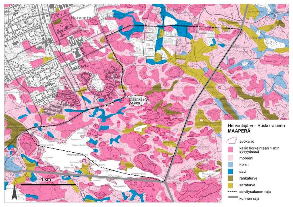 3 2 TARVEKARTOITUS 2.1 Nykytilaselvitys 2.1.1 Selvitysalueen maaperä ja pinnanmuodot Tampereen kaupunki on tehnyt Hervantajärvi-Rusko alueelle maisema- ja ympäristöselvityksen 3.