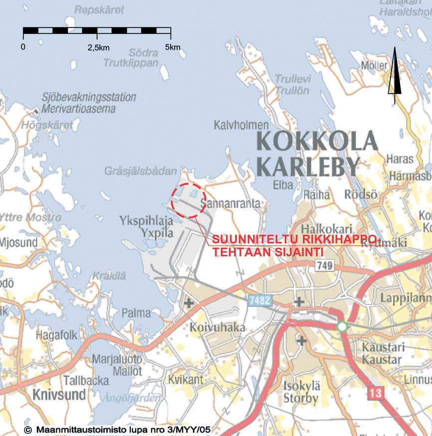 4.5 Arvioinnin ja vaikutusalueen rajaukset Suurin osa hankkeesta aiheutuvista vaikutuksista rajautuu Kokkolan suurteollisuusalueen sisälle.