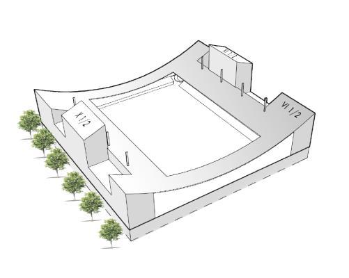 Suunnitelman kehitys: Kerrosluvut: III XIII, nurkissa VI½ Asuinrakentamista: n. 20 000 k-m² Kenttä 2.