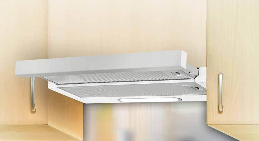 Liesituuletin kalusteisiin integroitava WK-7 Light Eco WK-7 Light Eco leveys 50, 60 cm RST, valkoinen kolme nopeutta imuteho m³/h (IEC 61591): min/max // 109/152 äänitaso db(a) (EN 60704-3): min/max