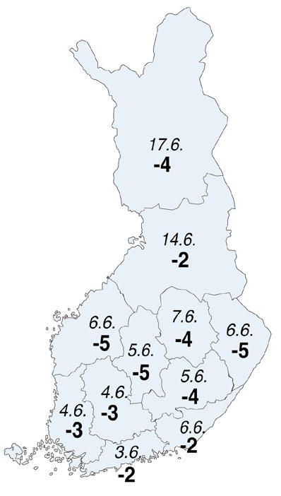 Suomen sääkset 2014 Seurantajakson (toiseksi) aikaisin vuosi Koko maan yhdistetyn aineiston mukaan sääksipoikueen vanhimman poikasen kuoriutumispäivän keskiarvo vuonna 2014 oli 6. kesäkuuta.