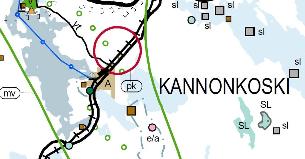 KANNONKOSKEN KIRKONKYLÄN N 2 SUUNNITTELUTEHTÄVÄN MÄÄRITTELY JA TAVOITTEET Asemakaavan laajennuksen tarkoituksena on tarkastella mahdollisuutta muodostaa uusia omarantaisia ja kuivanmaan tontteja