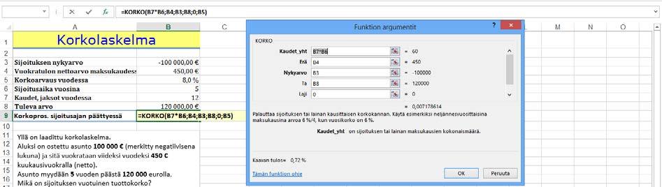 Sijoituksen korko-odotus Harjoitustiedosto: Annuiteettilaina.