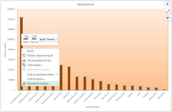 Pylväiden etäisyys toisistaan Muuta seuraavaksi pylväiden leveyttä siten, että pylväiden etäisyys toisistaan pienenee.