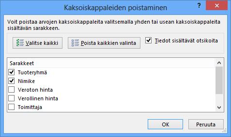 Kuva 209 Tupla- arvojen hallinta Tietokantaan on jostain syystä kirjoitettu sama rivi kahteen kertaan.