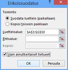 Kyselyt, raportit ja poiminta Excel -ohjelmassa on useita tapoja suorittaa tietokannasta kyselyjä ja laatia raportteja. Nopeita kyselyjä voit toteuttaa Pikasuodata-toiminnolla (sivu 167).