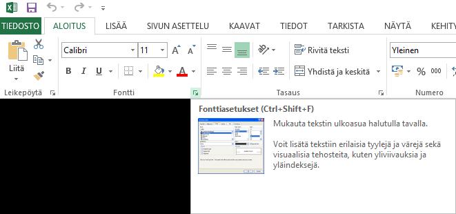 Valintaikkunat Office 2013 -ohjelmista löytyvät perinteiset Windows-valintaikkunat (Dialog box). Valintaikkunoissa voit tehdä useita yksityiskohtaisempia toimintoja ohjaavia asetuksia.