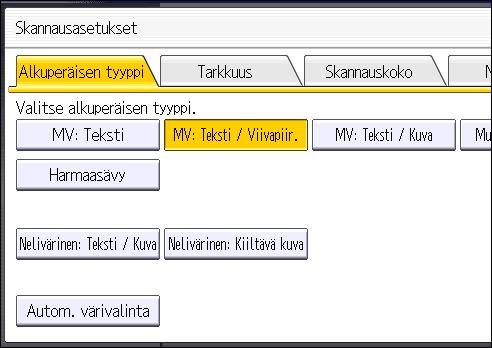 Skannausasetusten