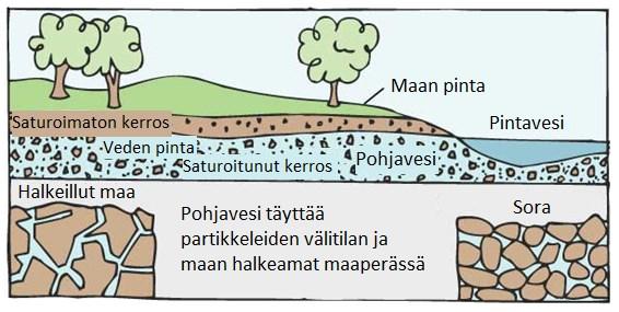 15 on yleisesti alueilla, joissa maaperässä on karkeaa ainesta. Esimerkiksi Suomessa pohjavettä on harjuissa, joiden läpi vesi pystyy hitaasti kulkeutumaan. Kuva 4.