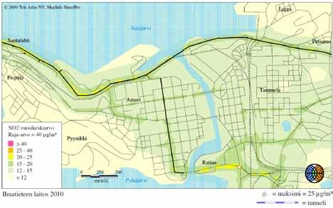 10.2 Nykytilanne Tampereen kaupunki seuraa säännöllisesti ilmanlaadun kehitystä. Ilmanlaadun mittaukset on aloitettu vuonna 1969 ja niistä raportoidaan vuosittain.