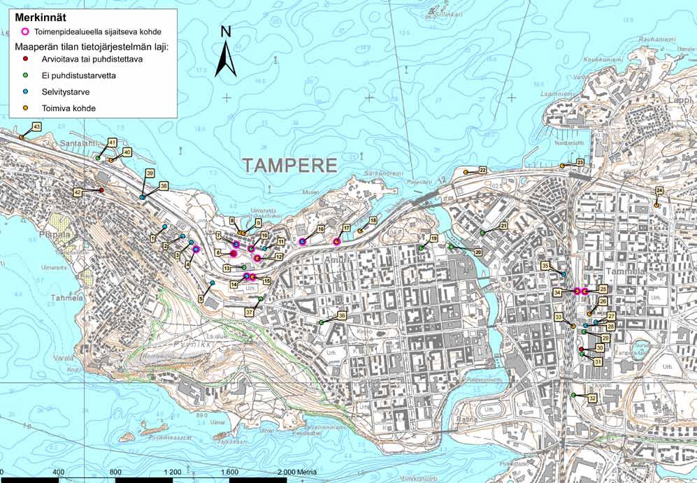 Kuva 15.1. Pilaantuneet maa-alueet suunnittelualueen läheisyydessä.