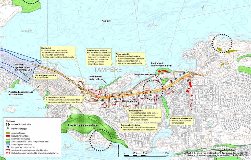 Kuva 15.4. Vaikutukset luonnonoloihin sekä pinta- ja pohjavesiin, vaihtoehto 2.